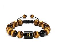 Jewellery Bracelets Tiger's Eye Elegant Woven Letter for Him and Her, Real Natural Stones, Elastic Bracelet 10 mm, Gift for Men Made of Real Natural Stones - 22 cm