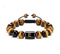 Jewellery Bracelets Tiger's Eye Elegant Woven Letter for Him and Her, Real Natural Stones, Elastic Bracelet 10 mm, Gift for Men Made of Real Natural Stones - 22 cm