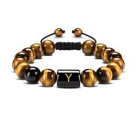 Jewellery Bracelets Tiger's Eye Elegant Woven Letter for Him and Her, Real Natural Stones, Elastic Bracelet 10 mm, Gift for Men Made of Real Natural Stones - 22 cm