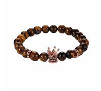 Jewellery Bracelets Tiger's Eye with Crown Pendant for Him and Her, Real Natural Stones, Stretch Bangle 8 mm, Great Gift Idea - 19 cm Household faucets