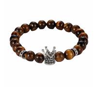 Jewellery Bracelets Tiger's Eye with Crown Pendant for Him and Her, Real Natural Stones, Stretch Bangle 8 mm, Great Gift Idea - 19 cm Household faucets