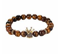 Jewellery Bracelets Tiger's Eye with Crown Pendant for Him and Her, Real Natural Stones, Stretch Bangle 8 mm, Great Gift Idea - 19 cm Household faucets