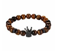 Jewellery Bracelets Tiger's Eye with Crown Pendant for Him and Her, Real Natural Stones, Stretch Bangle 8 mm, Great Gift Idea - 19 cm Household faucets