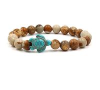 Jewellery Bracelets with Blue Turtle Pendant for Him and Her, Natural Stone Bead Bracelet, 8 mm, Great Gift Idea - 19 cm Household faucets