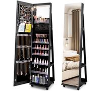 Jewellery Cabinet 360 Swivel Mirror Jewelry Shelves With Lights