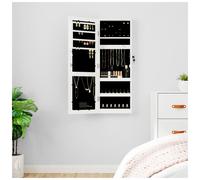 Jewellery Cabinet White 31.5x9x90cm Engineered Wood Mirror LED Lockable OverDoor