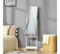 HOMCOM Freestanding Jewellery Cabinet Mirror Lockable Organiser White, White