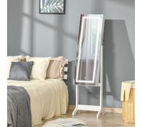 HOMCOM Mirrored Jewellery Cabinet With Led Light Lockable Jewellery Armoire White, none