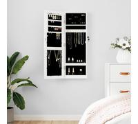 Jewellery Cabinet with Mirror White 30 x 8.5 x 90 cm Wood Material Wall Mounted Lockable with Storage Space for Jewellery and Perfumes Space Saving for Bedroom Hallway Bathroom