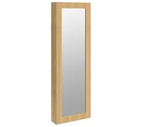 Jewellery Cabinet with Mirror Wood Material 30 x 8.5 x 90 cm Lockable with Hooks Wall Mounted for Jewellery Storage and Makeup in Bedroom Hallway Bathroom