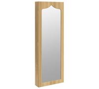 Jewellery Cabinet with Mirror Wood Material 37.5 x 10 x 106 cm Wall Mounted Lockable with 6 Drawers and Hooks for Bedroom Hallway Bathroom Makeup Storage