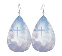 Jewellery Christianty Jesus Faux Leather Earrings Vintage Dangle Earring Retro Leather Teardrop Hook Earrings For Accessory Wedding Women