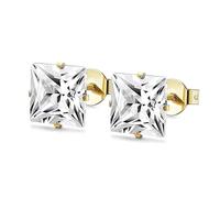 Jewellery Earrings 1pair Unisex Simple Stainless Steel Square Clear Cubic Zirconia Push Back Stud Earrings For Women Daily Wear Jewelry(6mm,Silver)