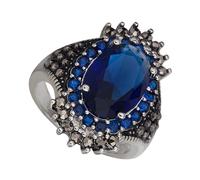 jewellery Exaggerated Gemstone Red for Chic Women Vintage Jewelry Decorative Finger Ring Rings Diamond Decor Blue Cupro jewellery