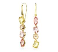 Gema drop earrings, Asymmetrical design, Mixed cuts, Pink, Gold-tone plated