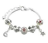 Jewellery Hut 'Mickey & Minnie Mouse' Children's Birthday Bracelet for Girls with Gift Box - Ages Available 1-11 (6th Birthday)