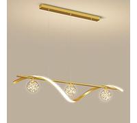 jewellery lamp LED Dining Room Chandelier, Modern Long Restaurants Ceiling Hanging Lamp with 2 Glass Ball Shade Pendant Light Dimmable Chandeliers for Office Living Room Restaurant Above The Table
