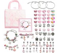 Jewellery Making Kit 66Pcs Charm Beads Bracelet Making Kits for Girls with Box & Bag,DIY Arts Crafts Toys for Kids Age 5 6 7 8-12,Charm Beads Bracelet Necklace Making Set Gifts for Birthday Christmas