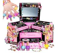 Jewellery Making Kit Kids, Jewelry Box Bracelet Making Kits for Girls, Charm Bracelet Making Kit, Girls Jewelry Making Set, Children's Treasure Jewelry Box with Bracelet Beads Nail Polish