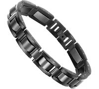 Jewellery Men's Women's Bracelet Stainless Steel Black Gallstone I Rectangle Link Bracelet Bangle, One Size, Stainless Steel, No Gemstone