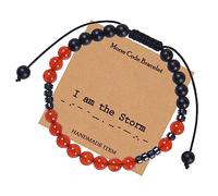 Jewellery Morse Code Bracelets for Him and Her, Agate Friendship Bracelets, 6 mm, Great Gift Idea, Handmade - 17 cm