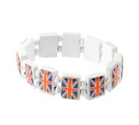 Jewellery of Lords Union Jack English England Flag United Kingdom Elasticated Wooden Bead Bracelet