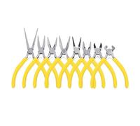 Jewellery Pliers Set 8 Pcs Jewelry Pliers Tools Set Anti-Slip Handle Round Bent Cutting Wire Plier Kit for DIY Making Tool Accessories(Yellow Set)