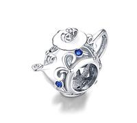 Jewellery Pot Knife Fork Spoon Beads fit DIY Fashion Jewelry Silver Chef's Hat Wine Cup Bead for Womens Teen Gifts (White Teapot Charm Bead), YS-C788