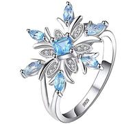 Jewellery Ring Fashion Rings Accessories Women Engagement Flower Snowflake Ring 1 (Blue, 7)