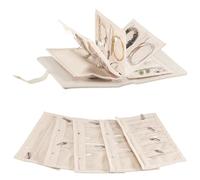 Jewellery Rolls for Travelling, Travel Jewellery Organiser Case for Jewelry Pouches Storage Ring Binder with Clear Zipper Velvet for Rings,Necklace,Earrings,Valentines Day Gifts for Her(Beige)