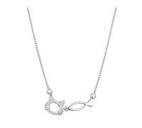 Jewellery Sets,Exquisite 925 Hollow Fish Kitten Necklace for Women Pave Zirconcle Necklaces Party Jewelry Gift/