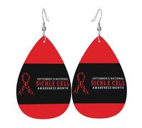 Jewellery Sickle Cell Awareness Month Leather Teardrop Hook Earrings Retro Dangle Earring Vintage Faux Leather Earrings For Accessory Birthday Party Women