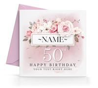 Jewellery Sleuth Personalised 50th Birthday Card Flowers add any Relative Message and Name for Women Ladies
