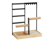 Jewellery Stand 4 Tiers Jewelry Display Rack Earrings Organizer Jewelry Hooks Rectangle Desktop Jewelry Stand Bangle Watch Ear Stud(Black)