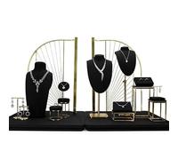 jewellery stand Black Velvet & Metal Jewelry Display Set Combination for Display and Storage
