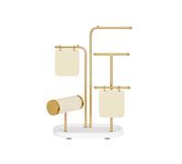 Jewellery Stand with 4 Hanging Rods, Metallic Gold