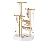Jewellery Stand with a Bottom Tray, Gold + White