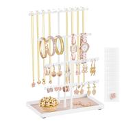 Jewellery Stand with Metal Frame and Velvet Tray, Matte White