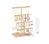 Jewellery Stand with Metal Frame and Velvet Tray, Pale Gold