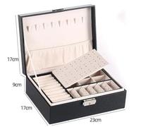 Jewellery Storage Box 1pcs Double Layer Storage Box For Men And Women Large Capacity Jewelry Box Travel Jewellery Box(Black)