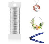 Jewellery Wire, 0.35x50m Silver Craft Wire, Jewellery Craft Wire, Diy Jewelry Crochet Soft Florist for Flower Arrangements Wedding Garland Bouquets(Bring a pair of pliers)