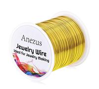 Jewellery Wire for Jewellery Making, Anezus Craft Wire, Tarnish-Resistant, Copper, Beading Wire for Jewellery Making and Crafts (0.6 mm, Gold)