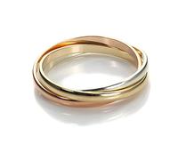 jewellerybox 9ct Gold 2mm Yellow White & Rose Russian Wedding Band - Size P (K - S Available)