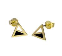 jewellerybox 9ct Gold & Black Enamel Two Tone Triangle Stud Earrings