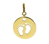 jewellerybox 9ct Gold Circle w Cut Out Footprints Clip On Charm