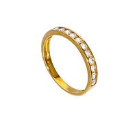 jewellerybox 9ct Gold & Clear CZ Crystal Half Eternity Ring Size Q