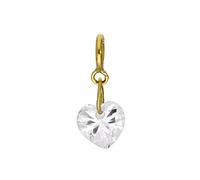 jewellerybox 9ct Gold & Clear CZ Crystal Heart Clip On Charm