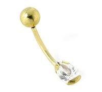 jewellerybox 9ct Gold & CZ Crystal Pear Drop Belly Bar