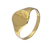 jewellerybox 9ct Gold Engraved Ladies Round Signet Ring Size N