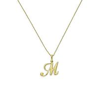 jewellerybox 9ct Gold Fancy Calligraphy Script Letter M Pendant on 16 Inches Chain